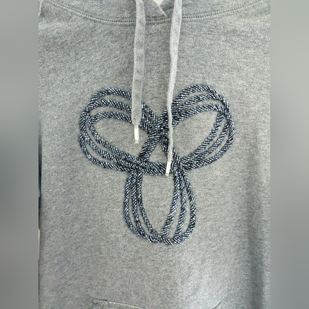 Aritzia TNA Gray Hoodie Beaded Blue Logo Size S